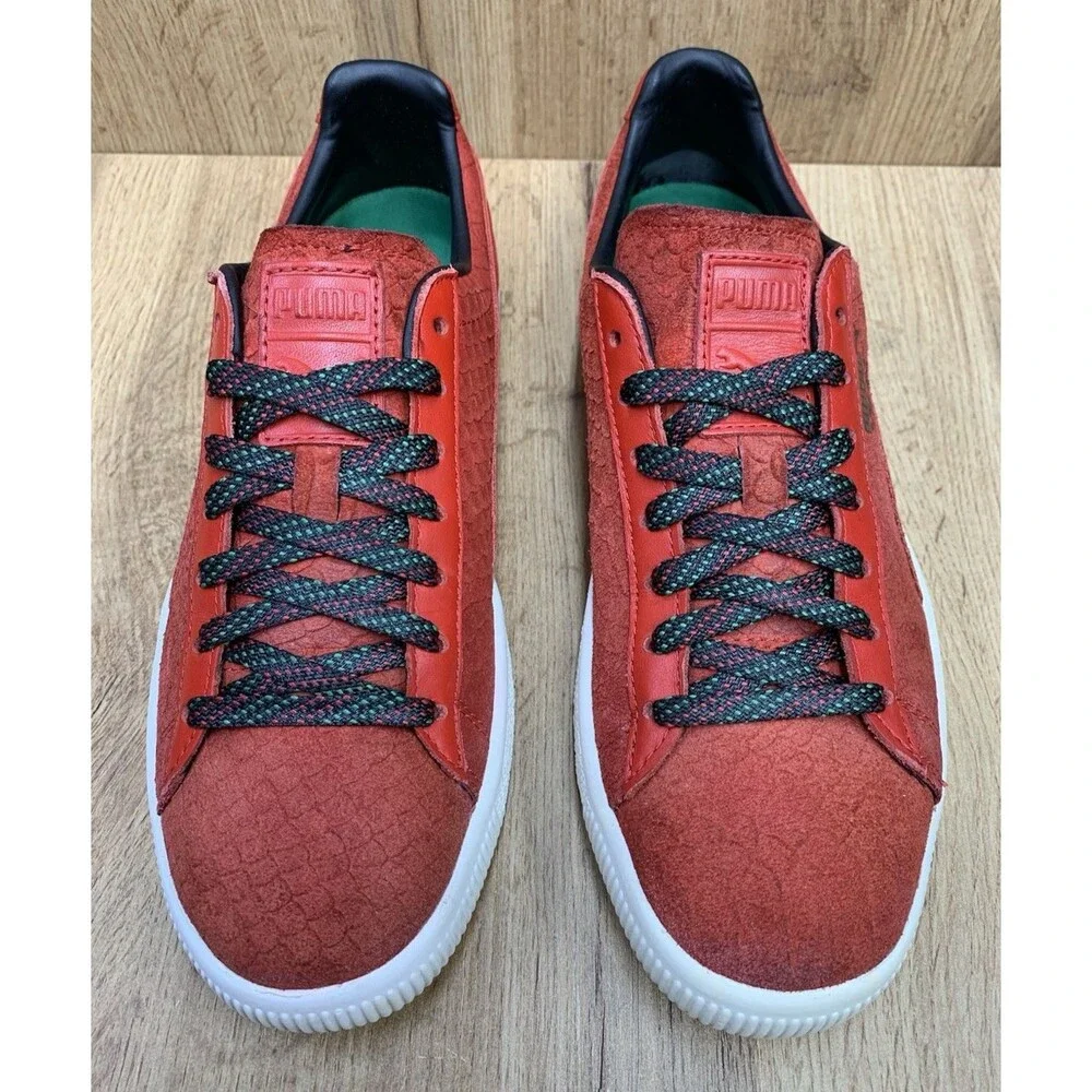 PUMA Clyde GCC Risk Red Snakeskin Suede Sneakers Men's Size 7 362631-02